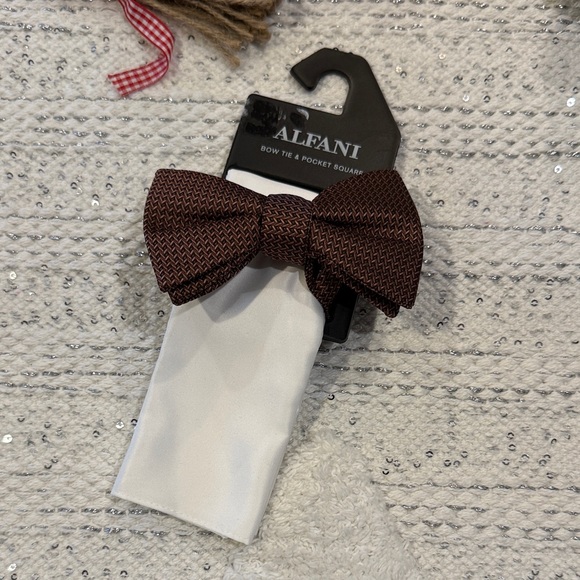 Alfani Other - Alfani Burgundy Bow Tie with White Pocket Square